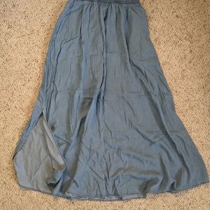 Light denim, flowy, Medium Moon River maxi skirt